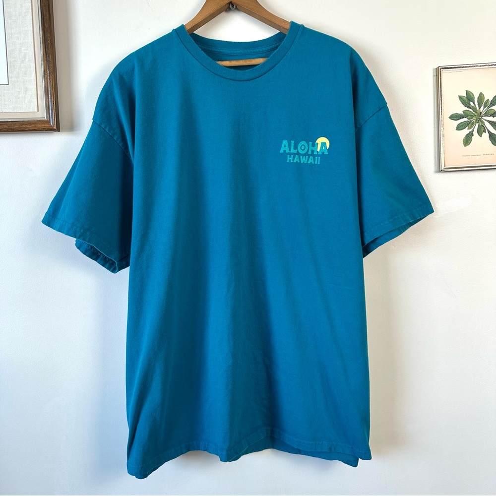 Vintage Bright Blue Aloha Hawaii Graphic Tee 2XL